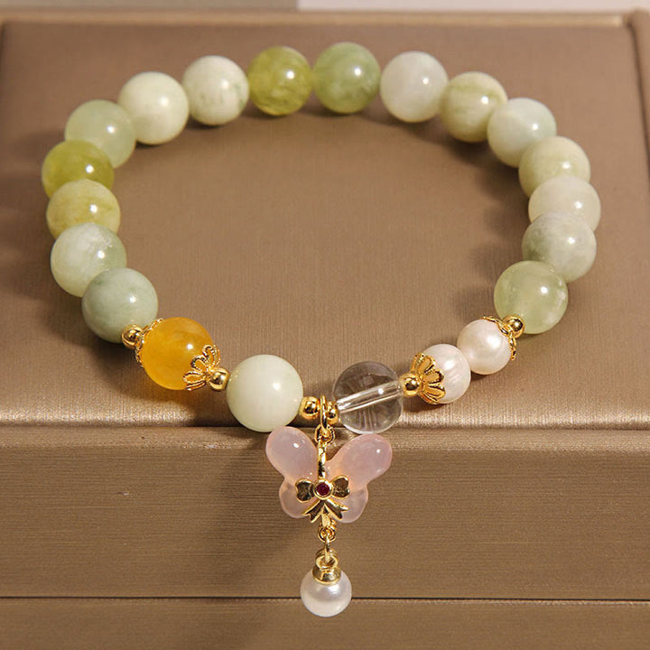 Buddha Stones Natural Butterfly Serpentine Jade Yanyuan Agate Luck Bracelet - image 3
