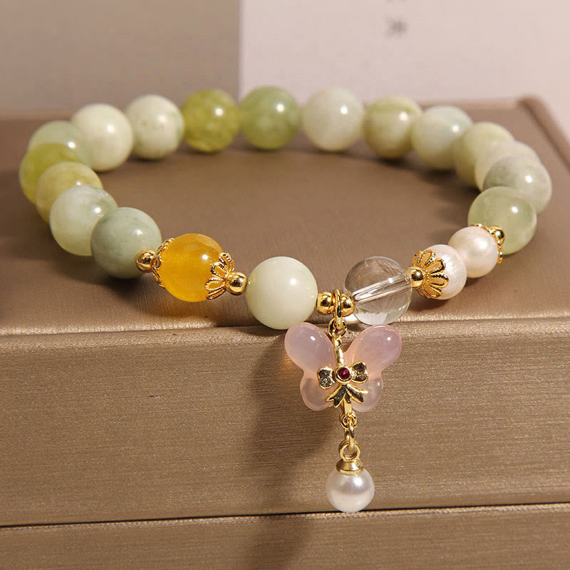 Buddha Stones Natural Butterfly Serpentine Jade Yanyuan Agate Luck Bracelet - image 2