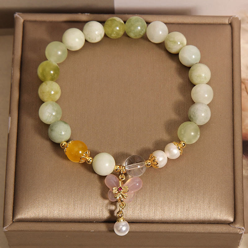 Buddha Stones Natural Butterfly Serpentine Jade Yanyuan Agate Luck Bracelet - image 4