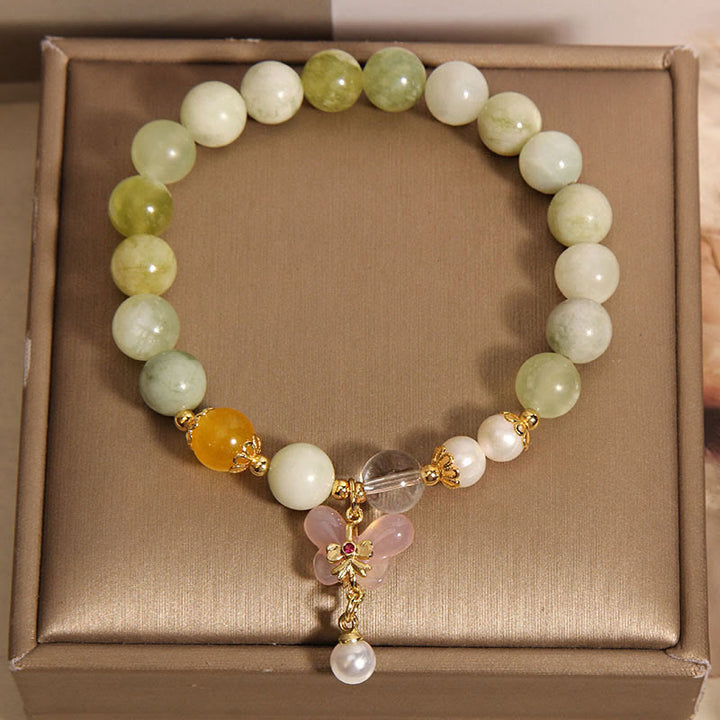 Buddha Stones Natural Butterfly Serpentine Jade Yanyuan Agate Luck Bracelet - image 4