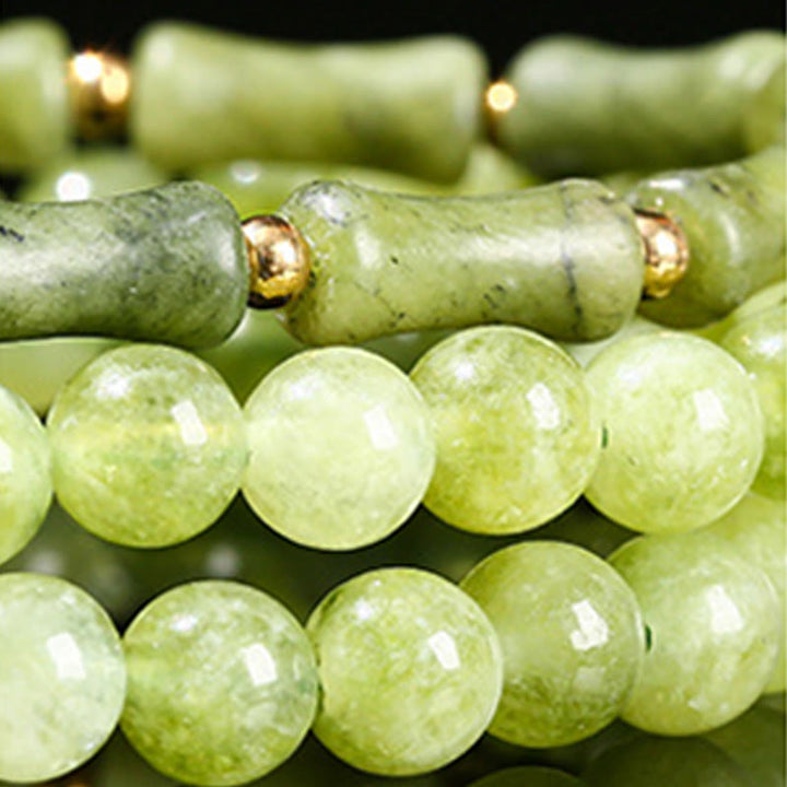 Buddha Stones Retro Multilayer Lily of the Valley Bamboo Green Chalcedony Strength Bracelet - image 11