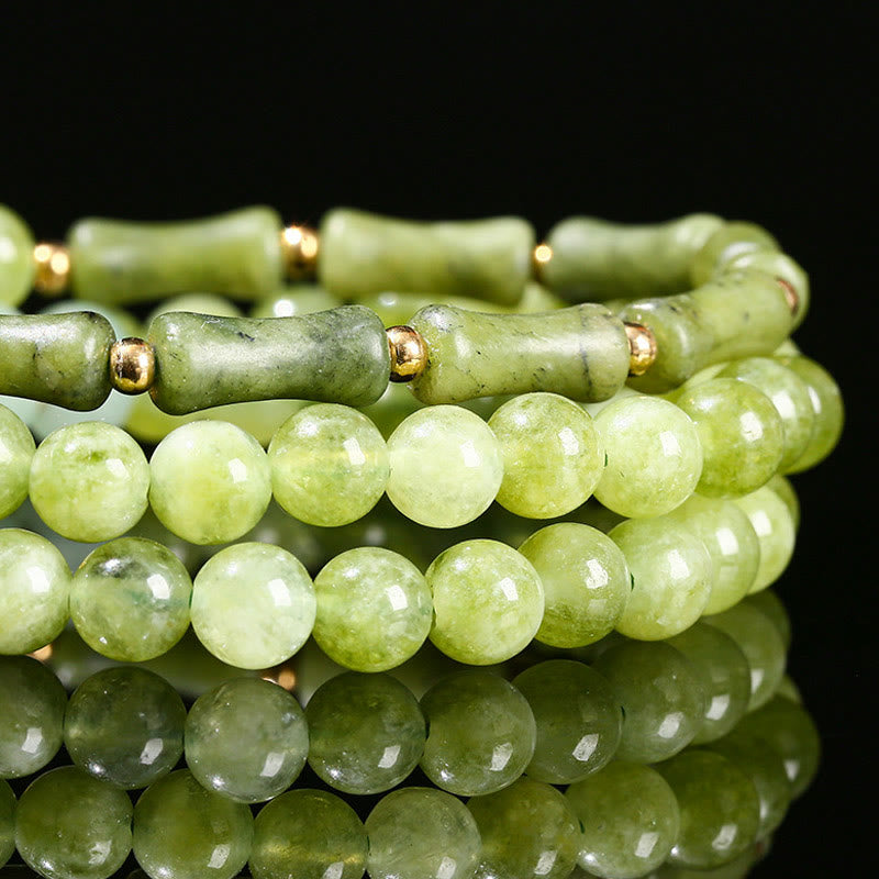 Buddha Stones Retro Multilayer Lily of the Valley Bamboo Green Chalcedony Strength Bracelet - image 10