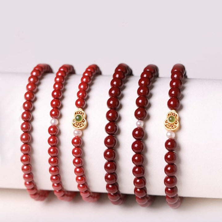 Buddha Stones Gourd Pearl Cinnabar Blessing Beads Bracelet - image 17