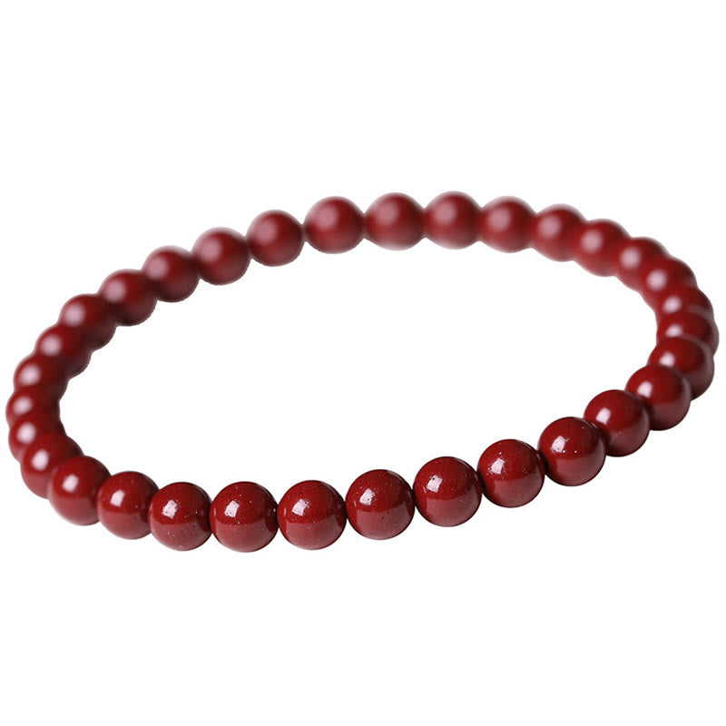 Buddha Stones Gourd Pearl Cinnabar Blessing Beads Bracelet - Cinnabar(Bead Size: 6mm) - image 8