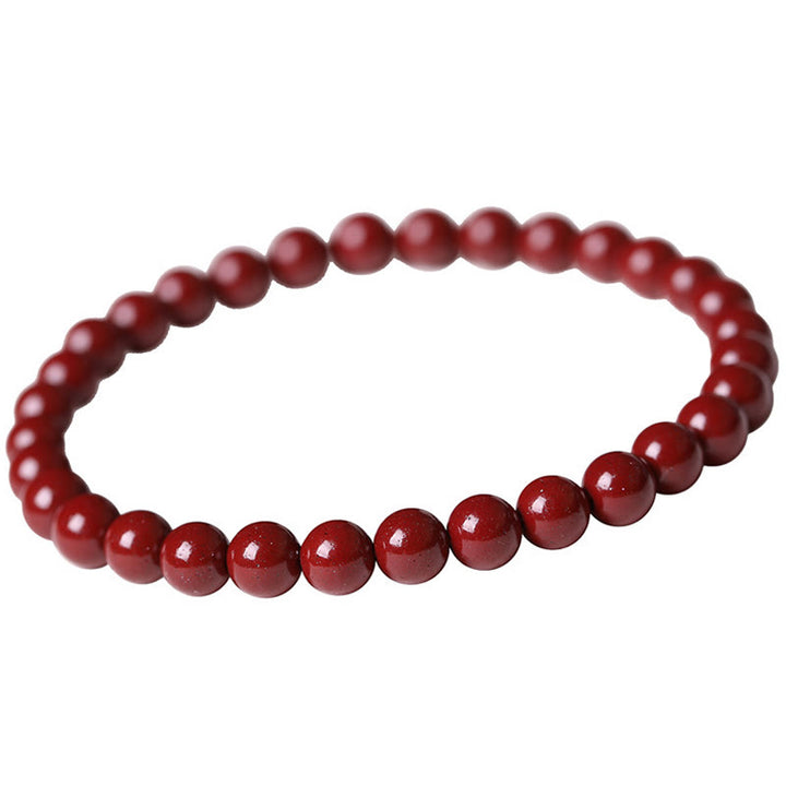 Buddha Stones Gourd Pearl Cinnabar Blessing Beads Bracelet - Cinnabar(Bead Size: 6mm) - image 8