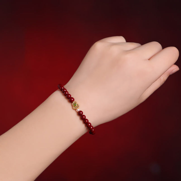 Buddha Stones Gourd Pearl Cinnabar Blessing Beads Bracelet - image 2