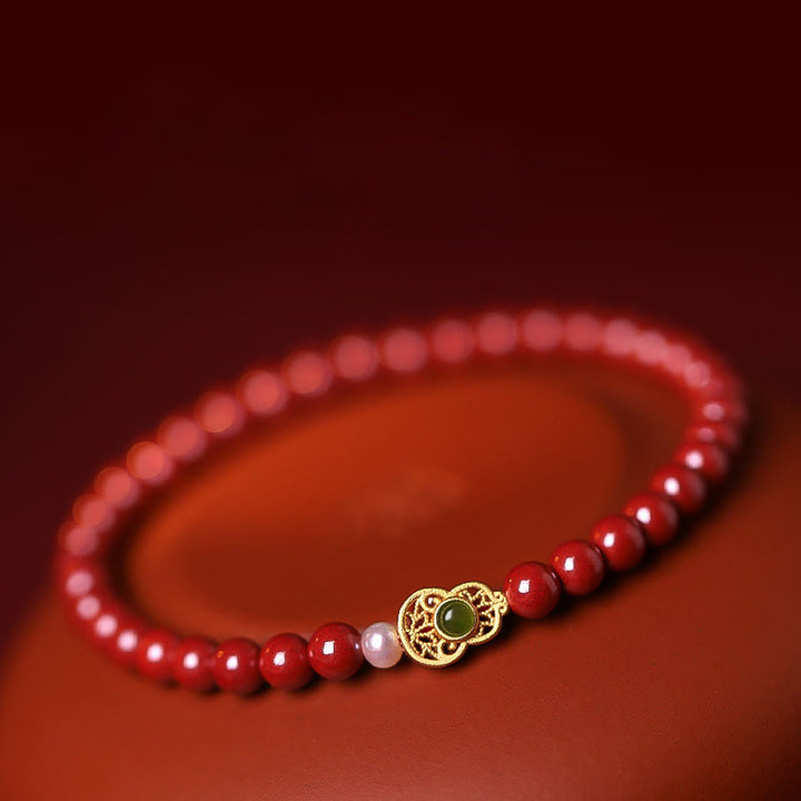 Buddha Stones Gourd Pearl Cinnabar Blessing Beads Bracelet - image 13