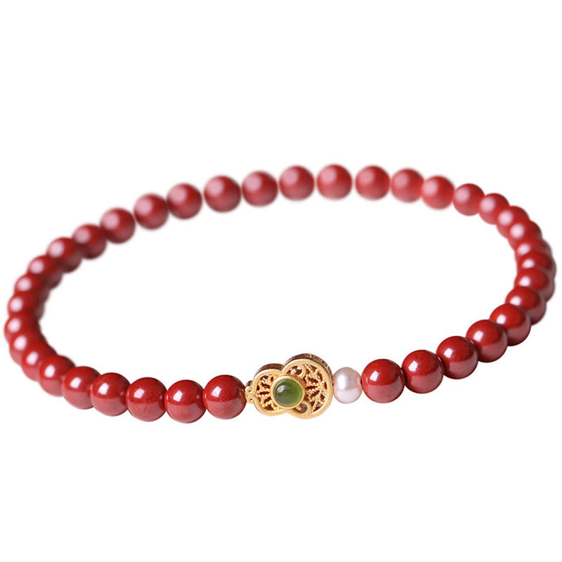 Buddha Stones Gourd Pearl Cinnabar Blessing Beads Bracelet - Gourd Imperial Cinnabar(Bead Size: 6mm) - image 12
