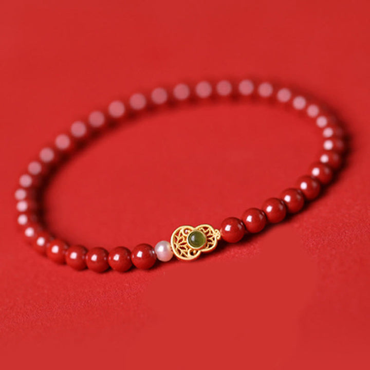 Buddha Stones Gourd Pearl Cinnabar Blessing Beads Bracelet - image 14