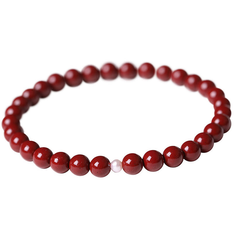 Buddha Stones Gourd Pearl Cinnabar Blessing Beads Bracelet - Pearl Cinnabar(Bead Size: 6mm) - image 9