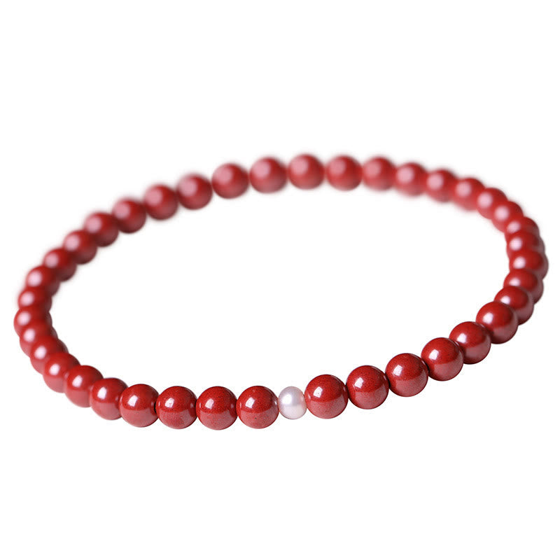 Buddha Stones Gourd Pearl Cinnabar Blessing Beads Bracelet - Pearl Imperial Cinnabar(Bead Size: 6mm) - image 15