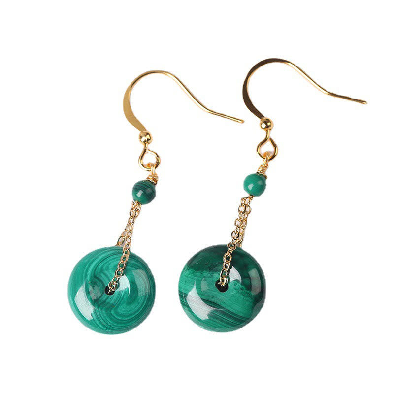 Buddha Stones Natural Malachite Peace Buckle Calmness  Earrings - image 4