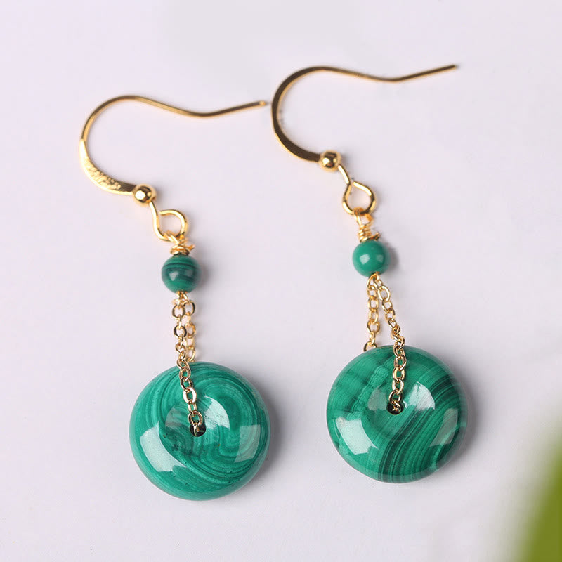 Buddha Stones Natural Malachite Peace Buckle Calmness  Earrings - image 1