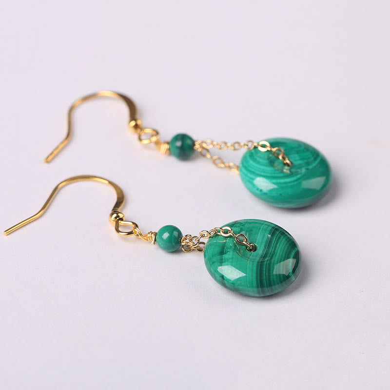 Buddha Stones Natural Malachite Peace Buckle Calmness  Earrings - image 3