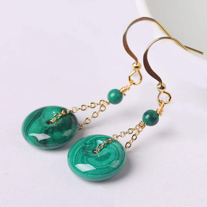 Buddha Stones Natural Malachite Peace Buckle Calmness  Earrings - image 2