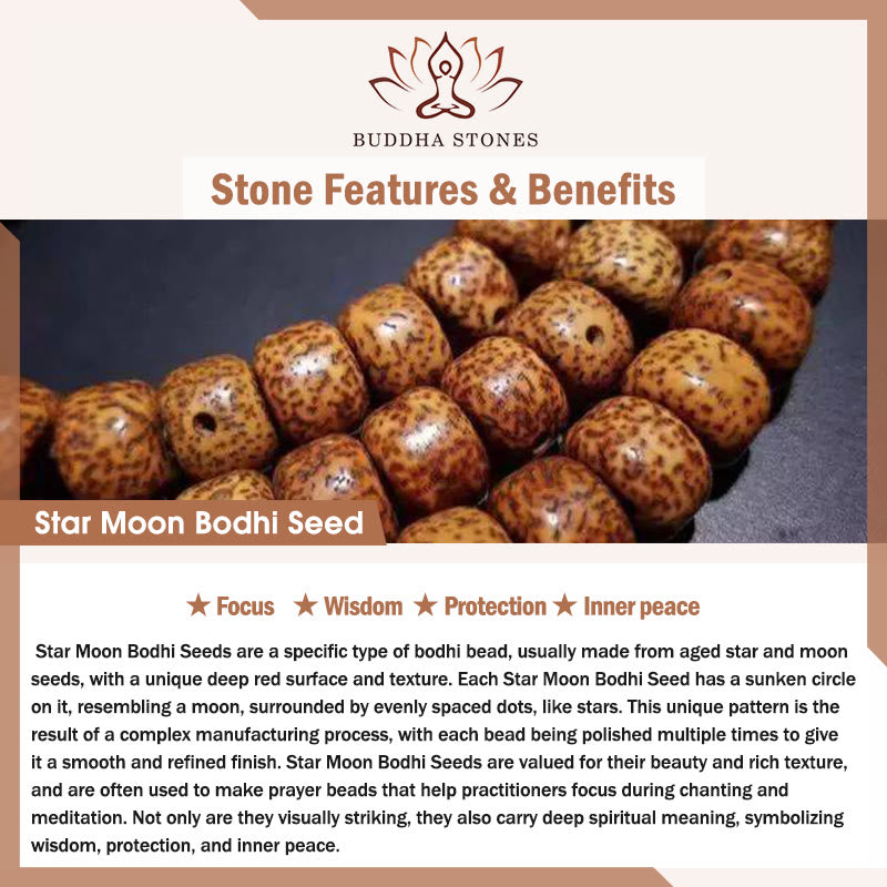 Buddha Stones Hand PolishedStar Moon Bodhi Seed Elephant Pattern Inner Peace Bracelet - image 5