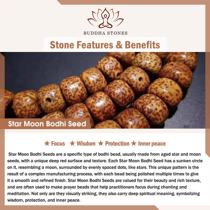 Buddha Stones Hand PolishedStar Moon Bodhi Seed Elephant Pattern Inner Peace Bracelet - image 5