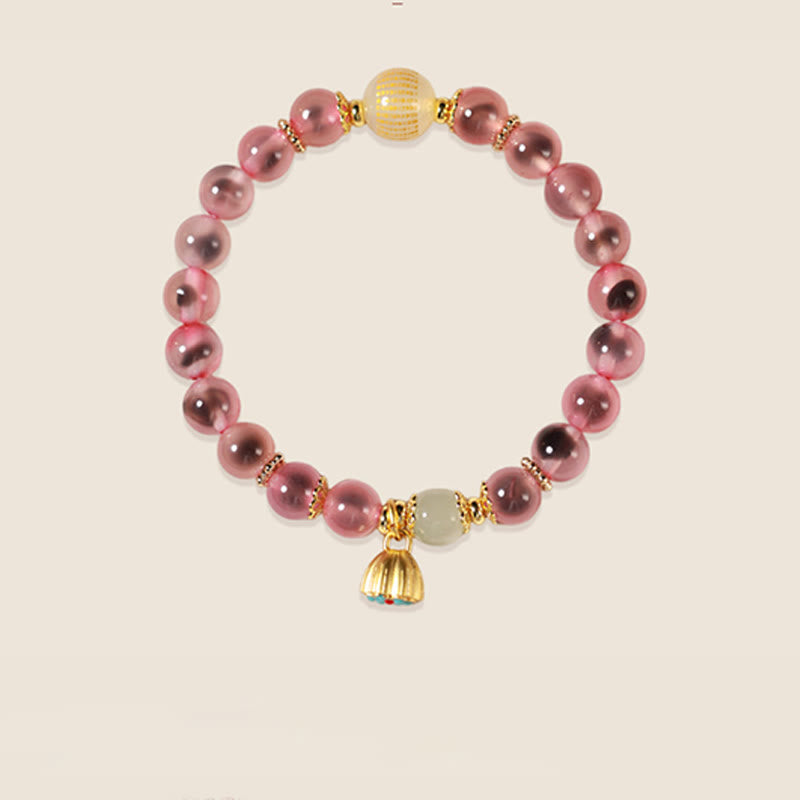 Buddha Stones Natural Colorful Candy Agate Golden Lotus Pod Healing Bracelet - Red Candy Agate(Wrist Circumference: 14-15cm) - image 14