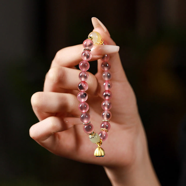 Buddha Stones Natural Colorful Candy Agate Golden Lotus Pod Healing Bracelet - image 15