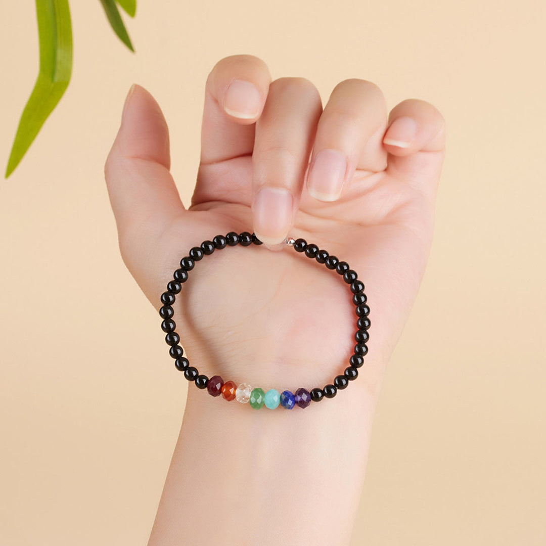 Buddha Stones Ultra-fine 4mm Black Tourmaline Colorful Stone Bracelet - image 3