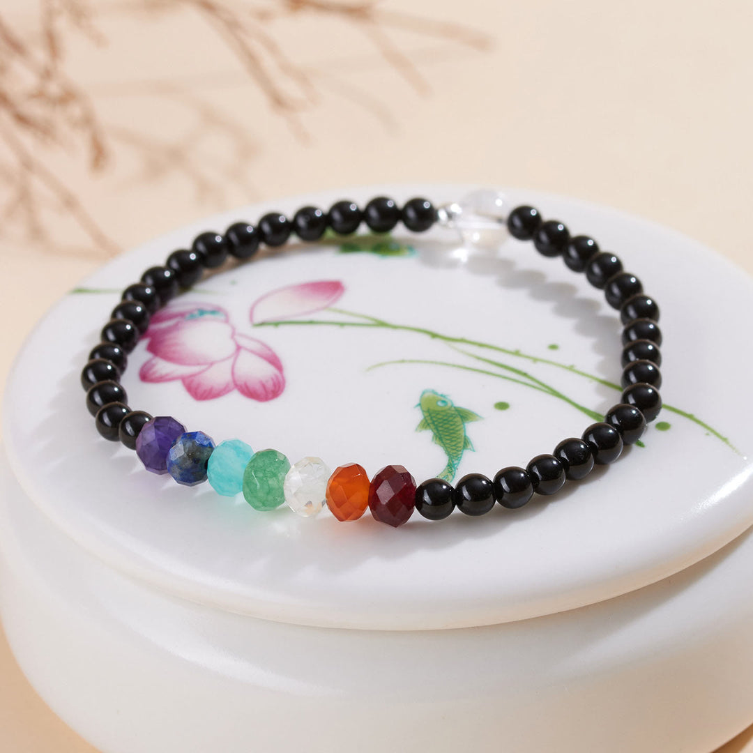 Buddha Stones Ultra-fine 4mm Black Tourmaline Colorful Stone Bracelet - image 2
