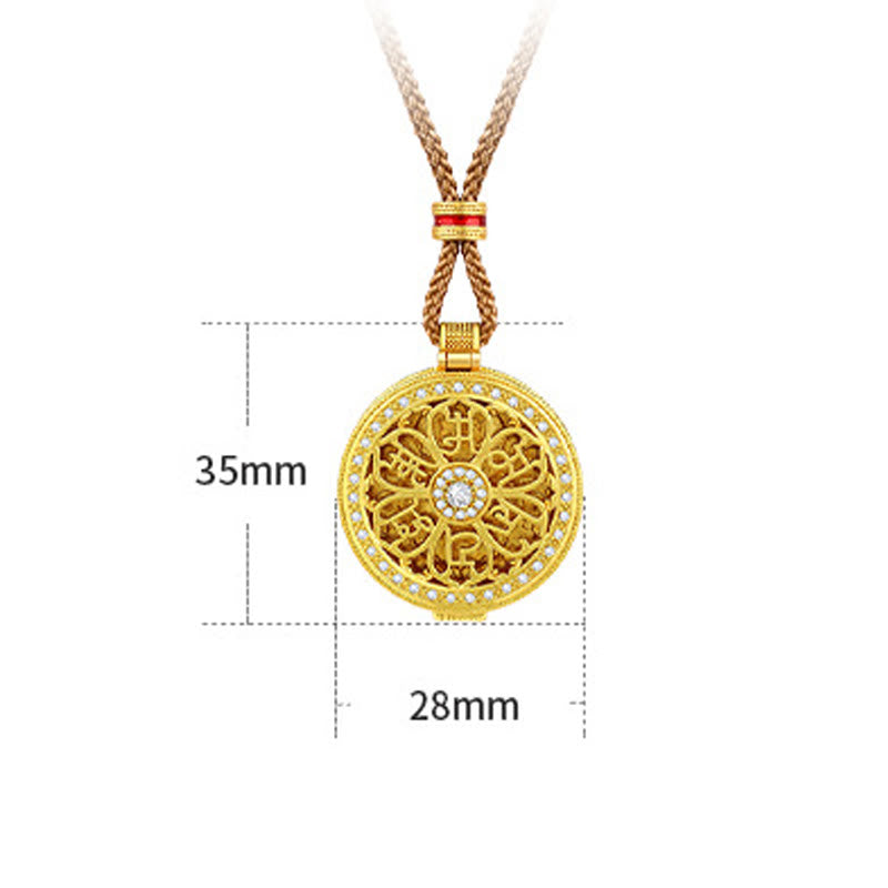 Buddha Stones Om Mani Padme Hum Openable Copper Plated Gold Wealth Necklace Pendant - image 4