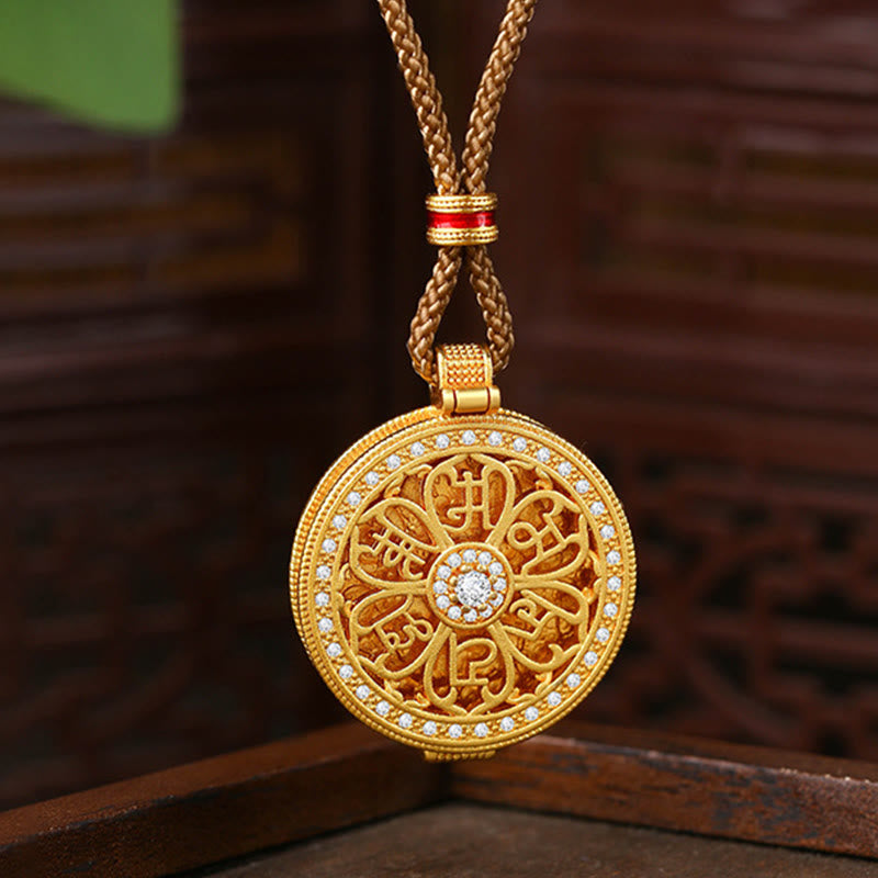 Buddha Stones Om Mani Padme Hum Openable Copper Plated Gold Wealth Necklace Pendant - Copper(Wealth ♥ Luck) - image 0