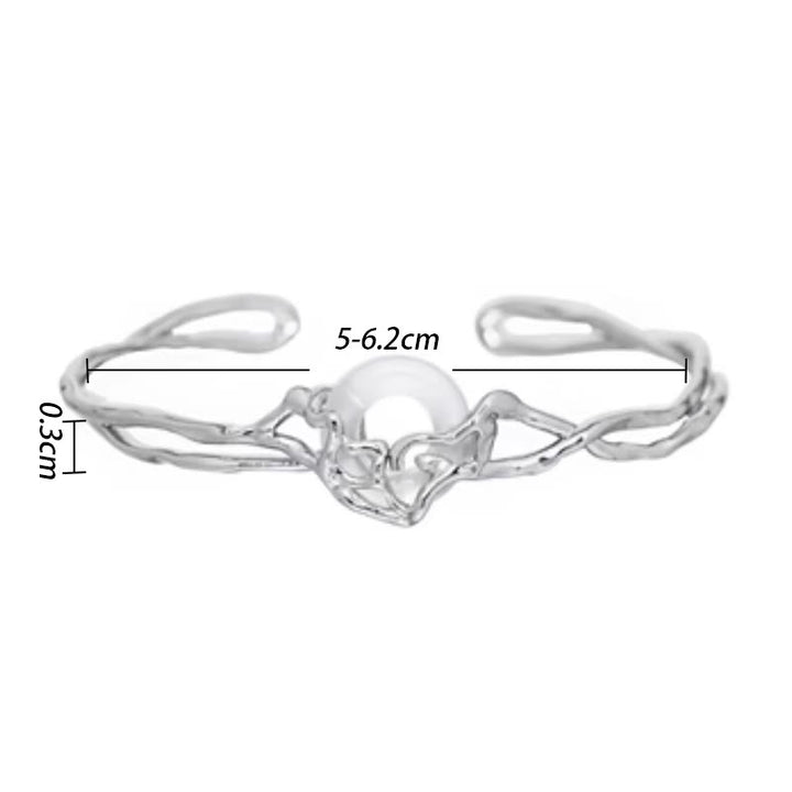 Buddha Stones 925 Sterling Silver Peace Buckle White Agate Protection Bracelet Bangle - image 3