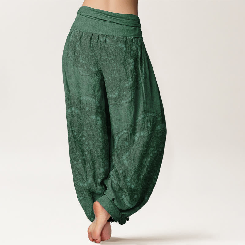 Buddha Stones Pure Cotton Mandalas Paisley Pattern Women's Elastic Waist Harem Pants - image 7