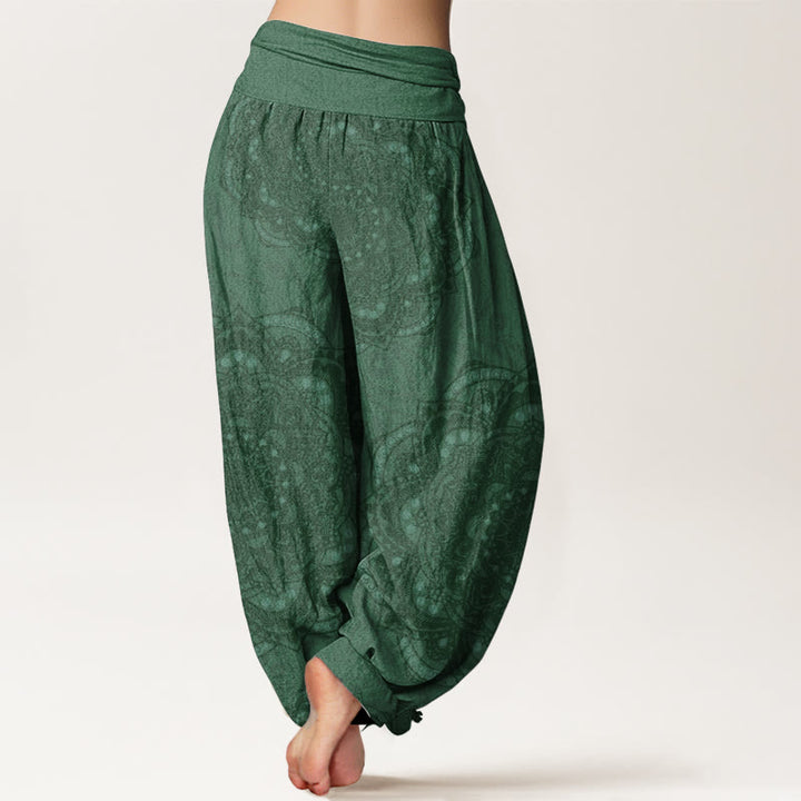 Buddha Stones Pure Cotton Mandalas Paisley Pattern Women's Elastic Waist Harem Pants - image 7