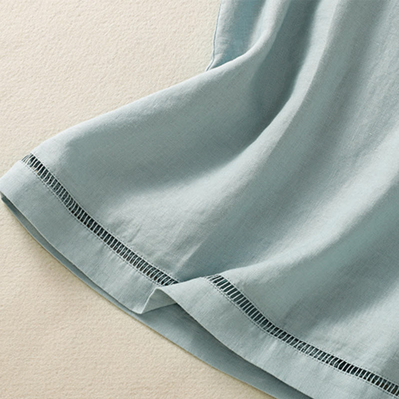 Buddha Stones Simple Crew Neck Button Design Women's Cotton Sleeveless Vest - image 12