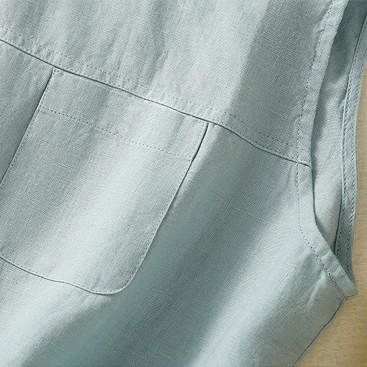 Buddha Stones Simple Crew Neck Button Design Women's Cotton Sleeveless Vest - image 13