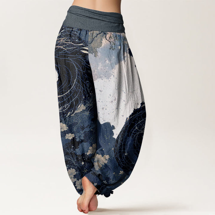 Buddha Stones Pure Cotton Casual Dragon Ancient Tree Pattern Women's Elastic Waist Harem Pants - image 10