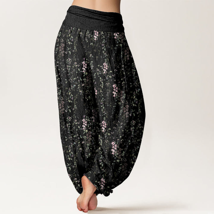 Buddha Stones Casual Tiny Flowers Pattern Women's Elastic Waist Harem Pants - image 9