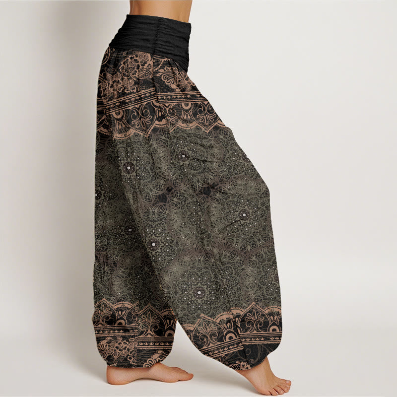 Buddha Stones Pure Cotton Elegant Mandala Flowers Design Women's Elastic Waist Harem Pants - image 11