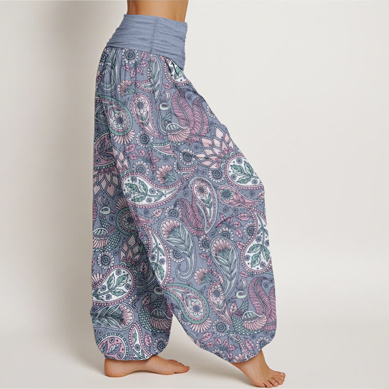 Buddha Stones Pure Cotton Cashew Flower Peacock Sunflower Design Women's Elastic Waist Harem Pants - image 10