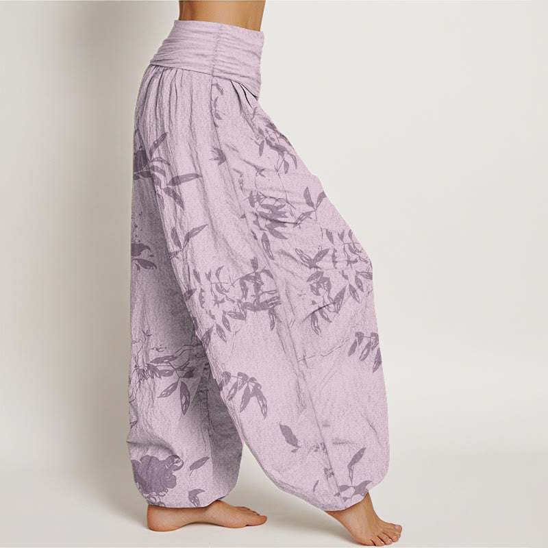 Buddha Stones Pure Cotton Branch Pattern Women's Elastic Waist Harem Pants - image 10