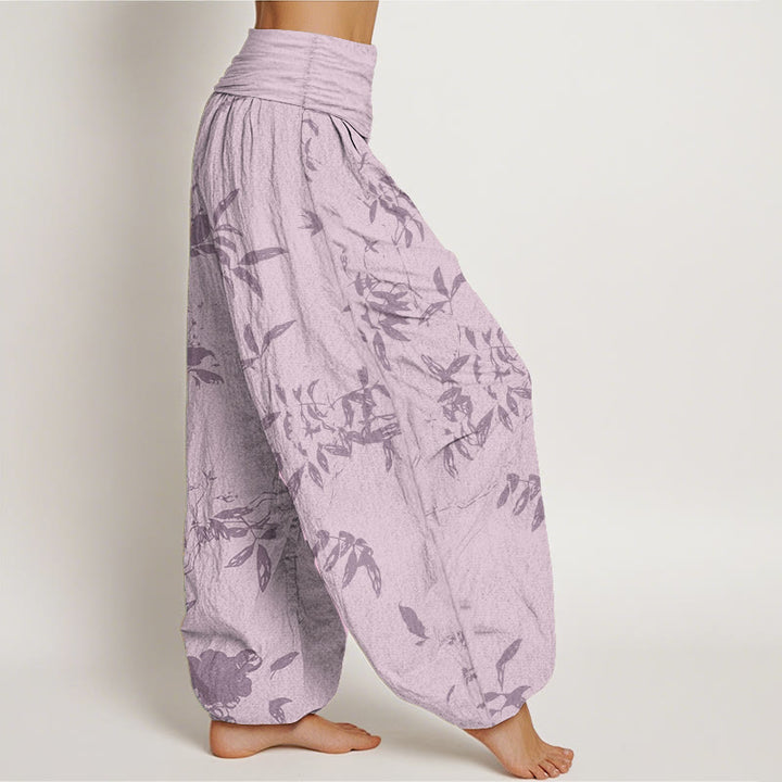 Buddha Stones Pure Cotton Branch Pattern Women's Elastic Waist Harem Pants - image 10
