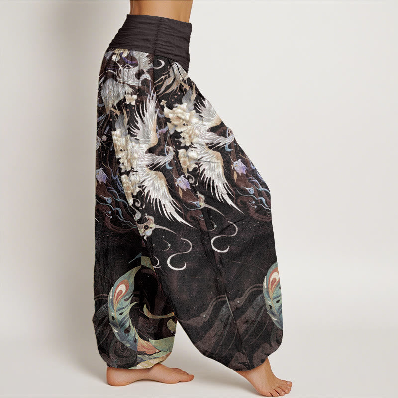 Buddha Stones Pure Cotton Phoenix Flower Pattern Women's Elastic Waist Harem Pants - image 10
