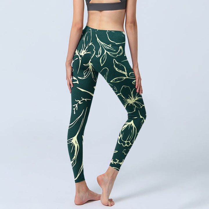 Buddha Stones Large Floral Petals Print Gym Leggings Women's Yoga Pants - image 4