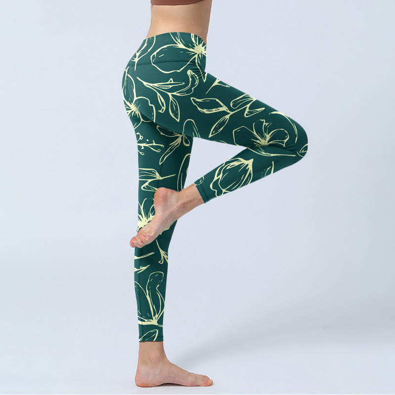 Buddha Stones Large Floral Petals Print Gym Leggings Women's Yoga Pants - image 3
