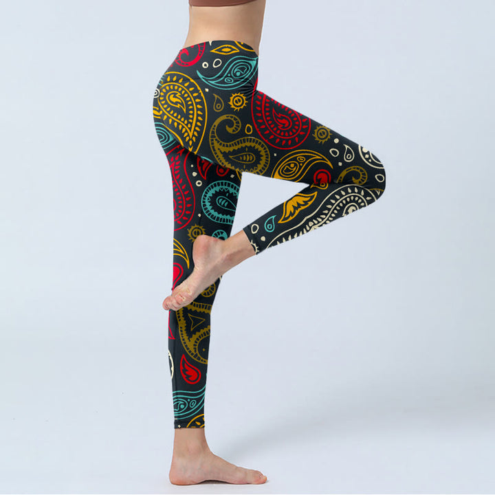 Buddha Stones Colorful Paisley Print Gym Leggings Women's Yoga Pants - image 3