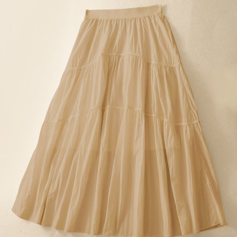 Buddha Stones Simple Lines Elastic Waist Women's Skirt With Pockets - image 12