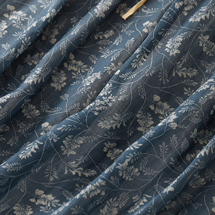 Buddha Stones Floral A-line Elastic Waist Cotton Linen Women's Skirt With Pockets - image 14