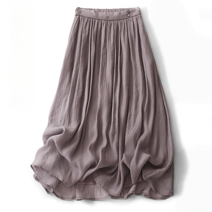 Buddha Stones Simple Pleated Design Elastic Waist Women's Skirt With Pockets - Thistle - US8-10，UK/AU12-14，EU40-42 (2XL) - image 17