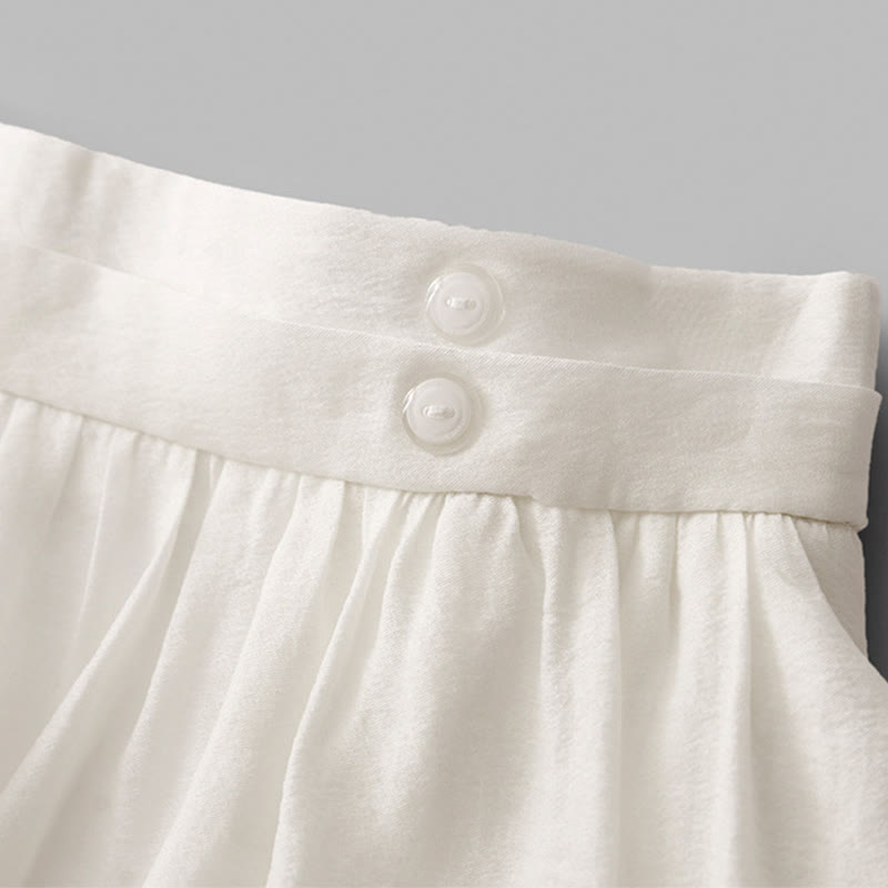 Buddha Stones Simple Pleated Design Elastic Waist Women's Skirt With Pockets - image 6