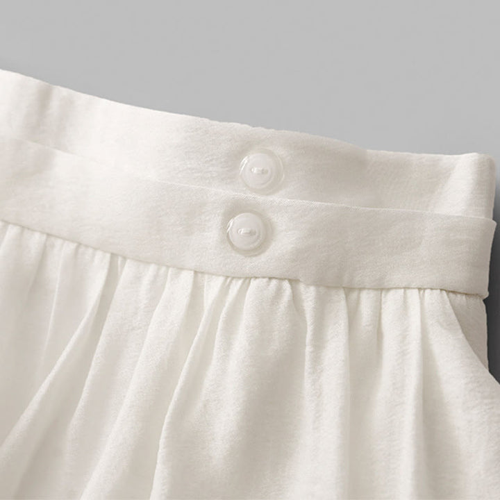 Buddha Stones Simple Pleated Design Elastic Waist Women's Skirt With Pockets - image 6