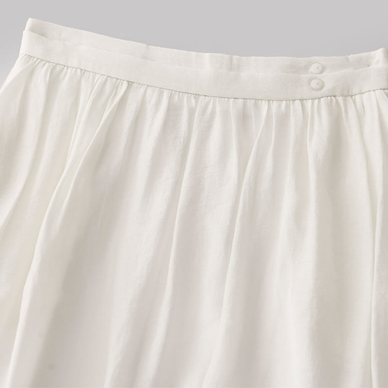 Buddha Stones Simple Pleated Design Elastic Waist Women's Skirt With Pockets - image 7