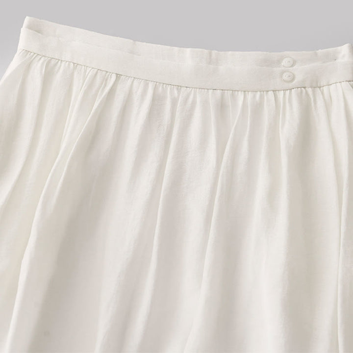 Buddha Stones Simple Pleated Design Elastic Waist Women's Skirt With Pockets - image 7