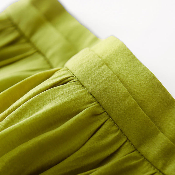 Buddha Stones Simple Pleated Design Elastic Waist Women's Skirt With Pockets - image 13